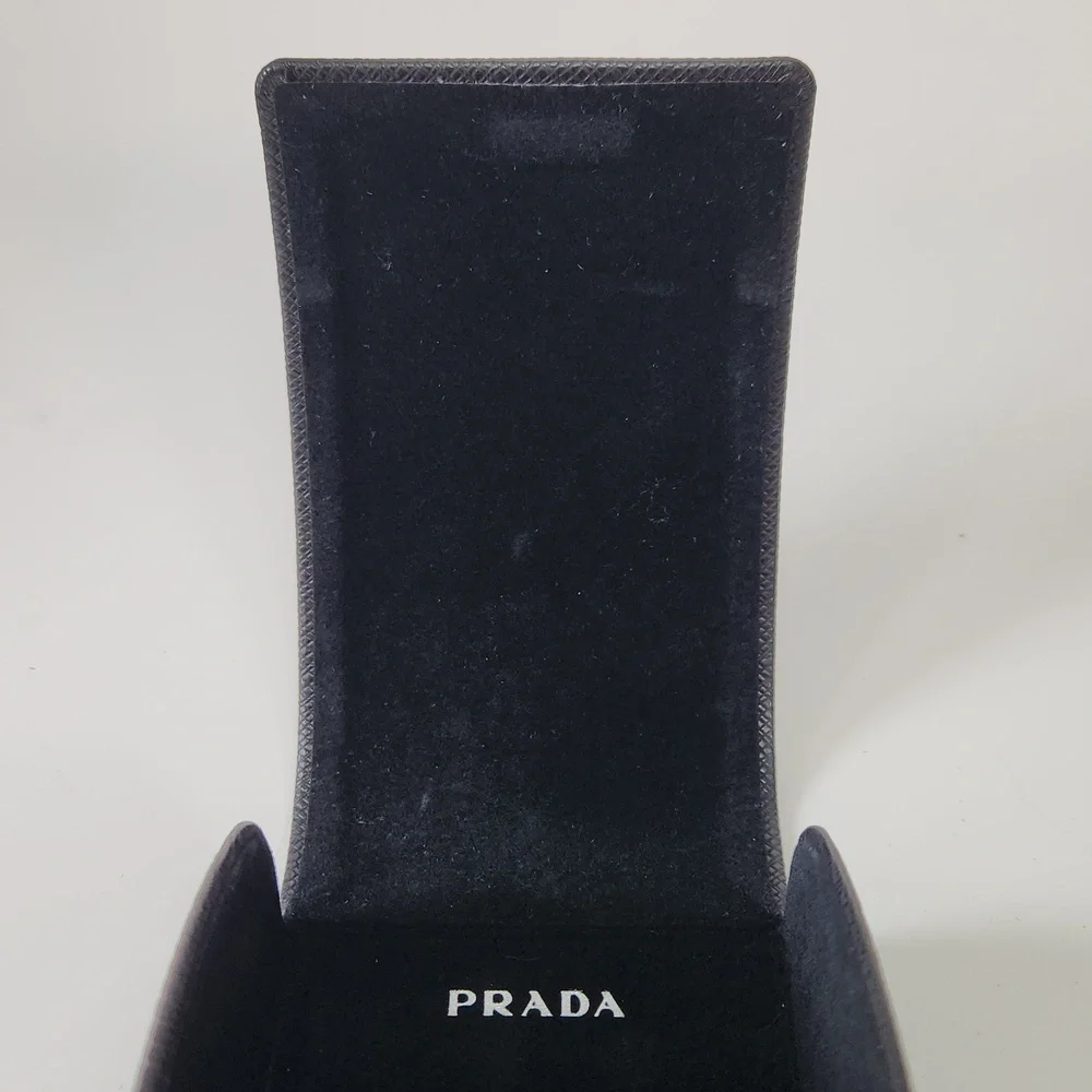 PRADA SAFFIANO Black Leather Sunglasses Case EUC